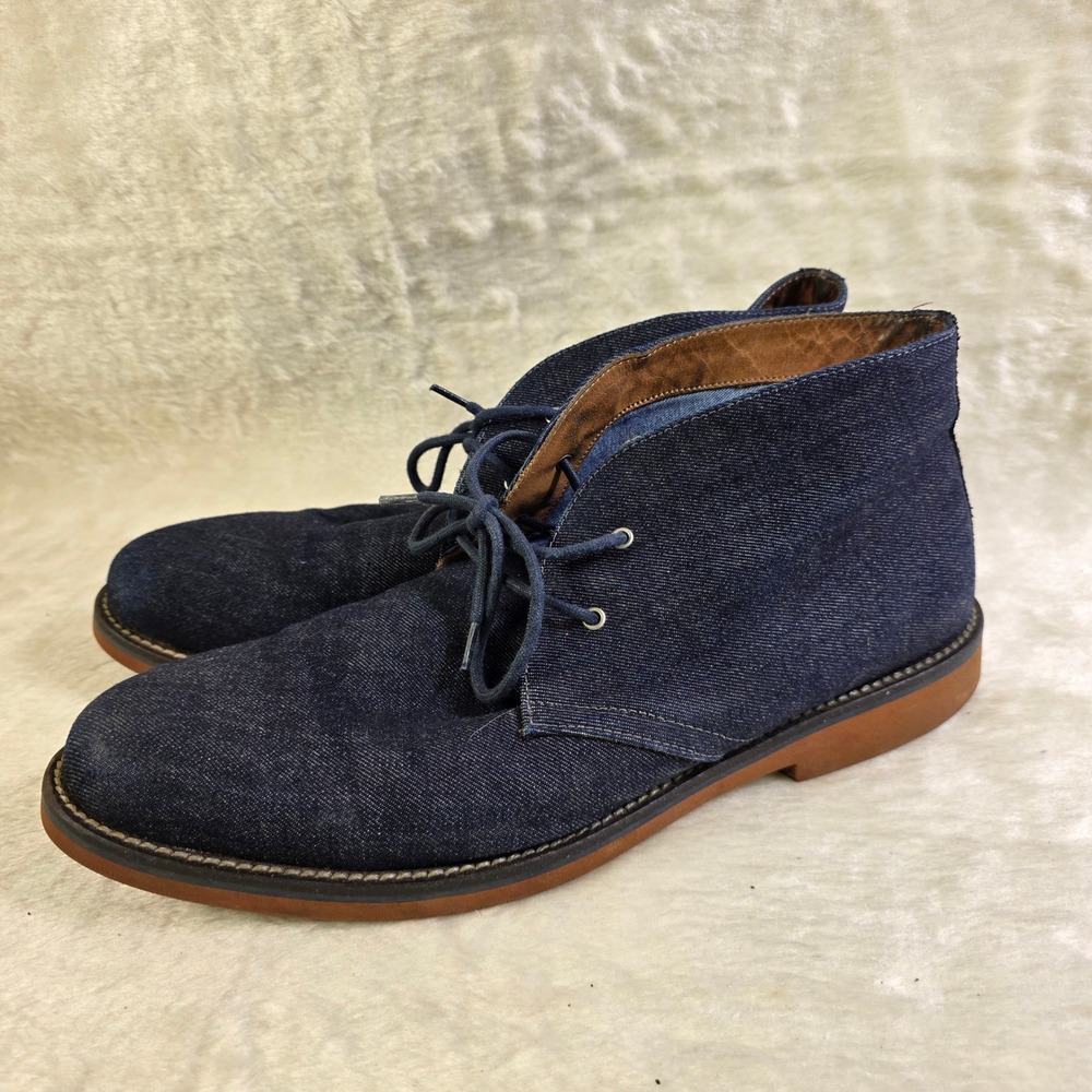 ALDO Chukka Boots Blue Denim Lace Up Desert Shoes Leather Lined Mens 12